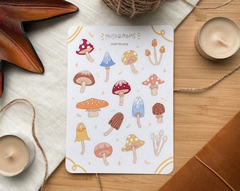 Mushrooms - Sticker sheet - Cute stickers - Matte stickers - Kiss cut stickers - Planner stickers - Autumn - Fall - itsMartolina