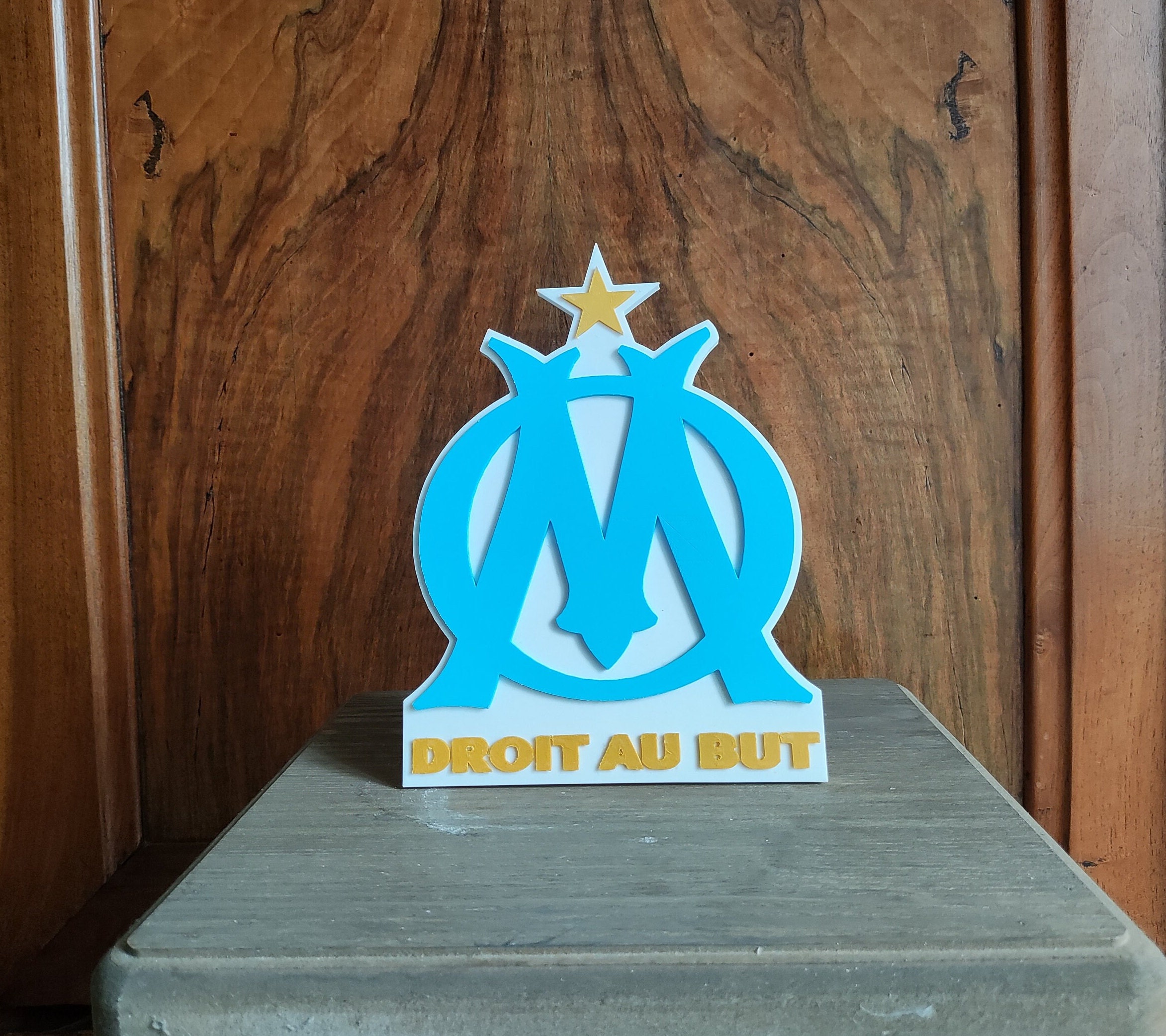 OM OLYMPIQUE MARSEILLE PATCH FLOCAGE LOGO -PLUSIEURS COULEURS -5.4 CM PAR 7  CM