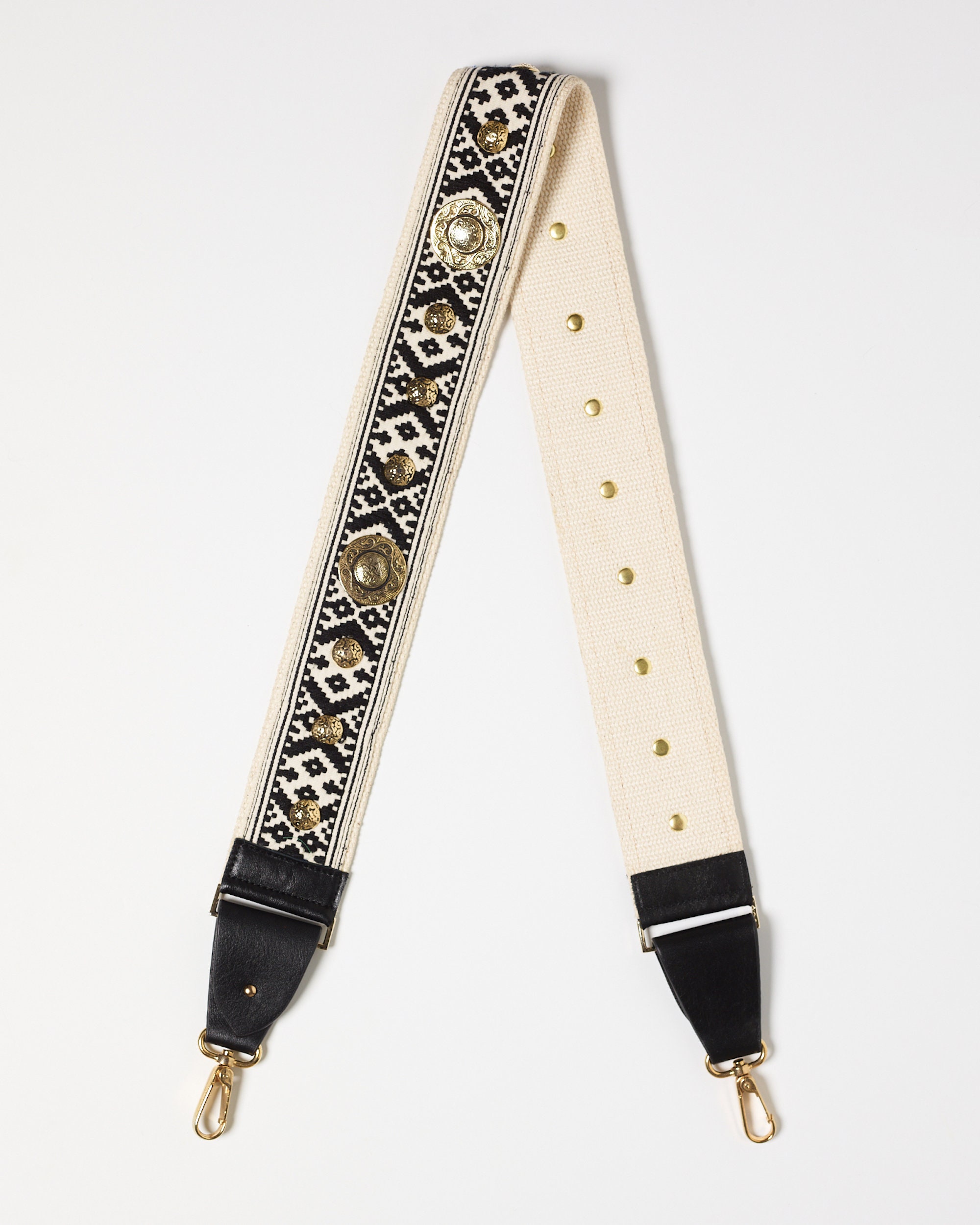 Crossbody Strap Replacement Leather Metal Embellished Black Etsy