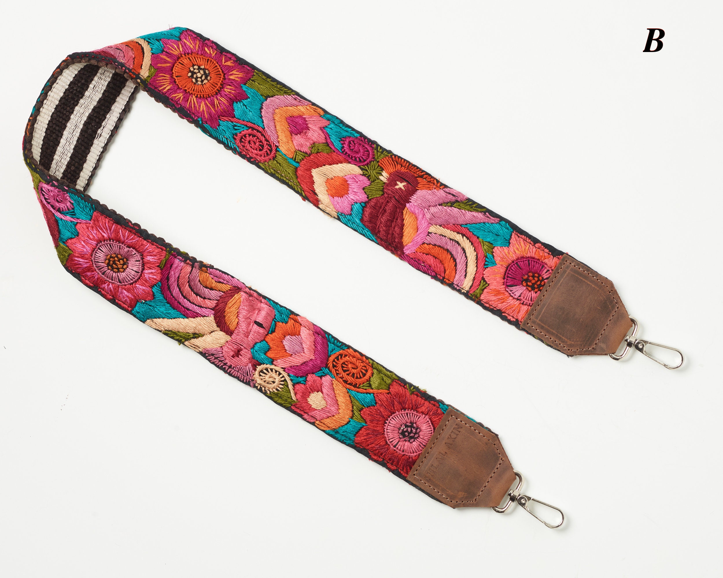 Crossbody Strap Replacement Vintage Embroidered Leather Metal Etsy
