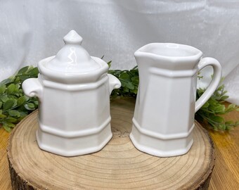 Vintage Pfaltzgraff Heritage White Creamer and Covered Sugar Set or individual