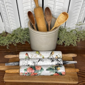 Wood Rolling Pins, Decorated Rolling Pins, Flower Rolling Pin, Bird Rolling Pin, Music Rolling Pin, Refinished Rolling Pins