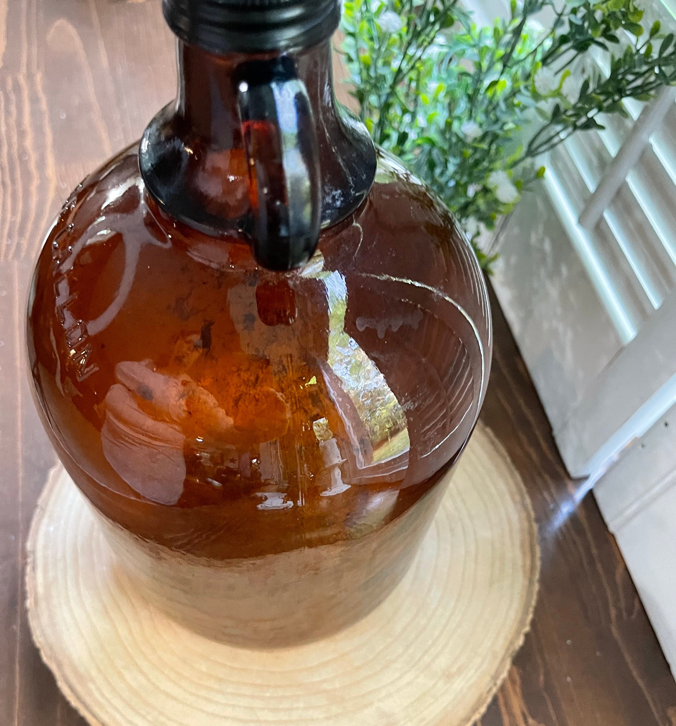 Dark Amber Glass Bottles Jug Amber Glass Vase Pampas Grass Etsy