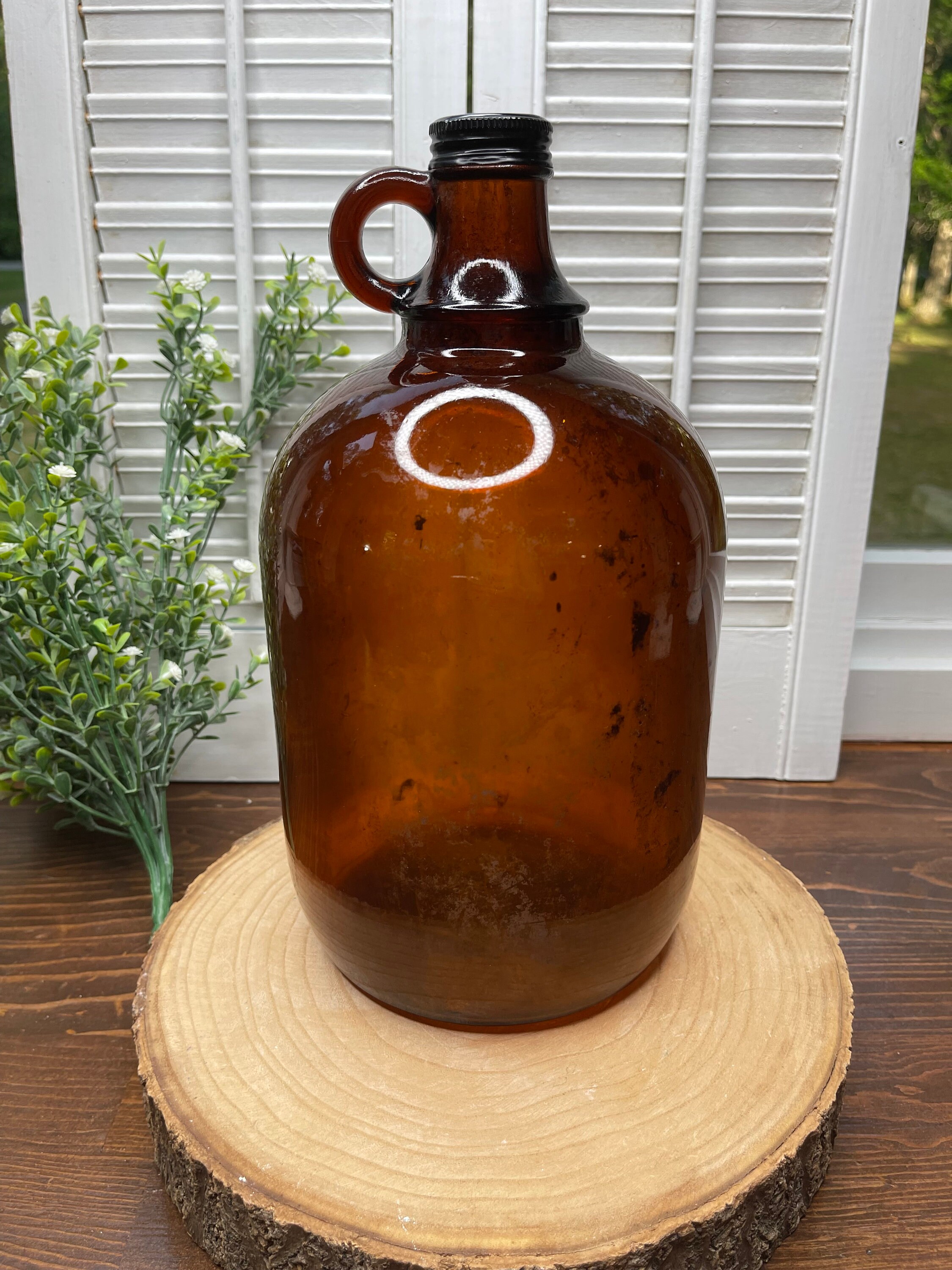 Dark Amber Glass Bottles Jug Amber Glass Vase Pampas Grass Etsy