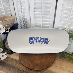 Vintage Pfaltzgraff Yorktowne Blue Floral Stoneware Rectangular Serving Platter 16"