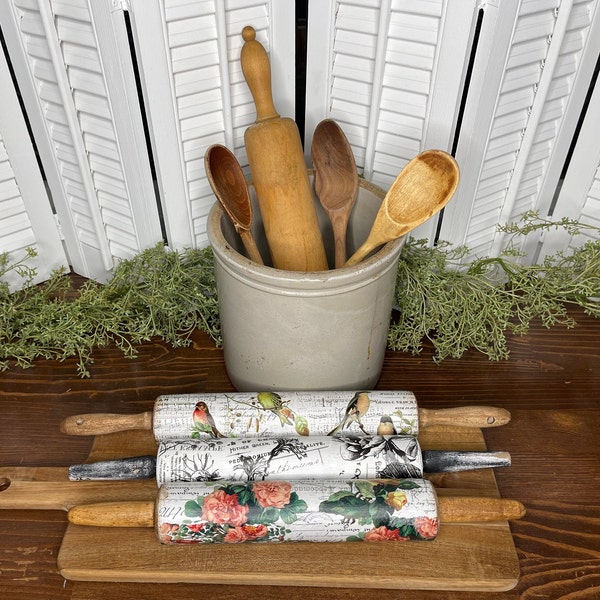 Wood Rolling Pins, Decorated Rolling Pins, Flower Rolling Pin, Bird Rolling Pin, Music Rolling Pin, Refinished Rolling Pins