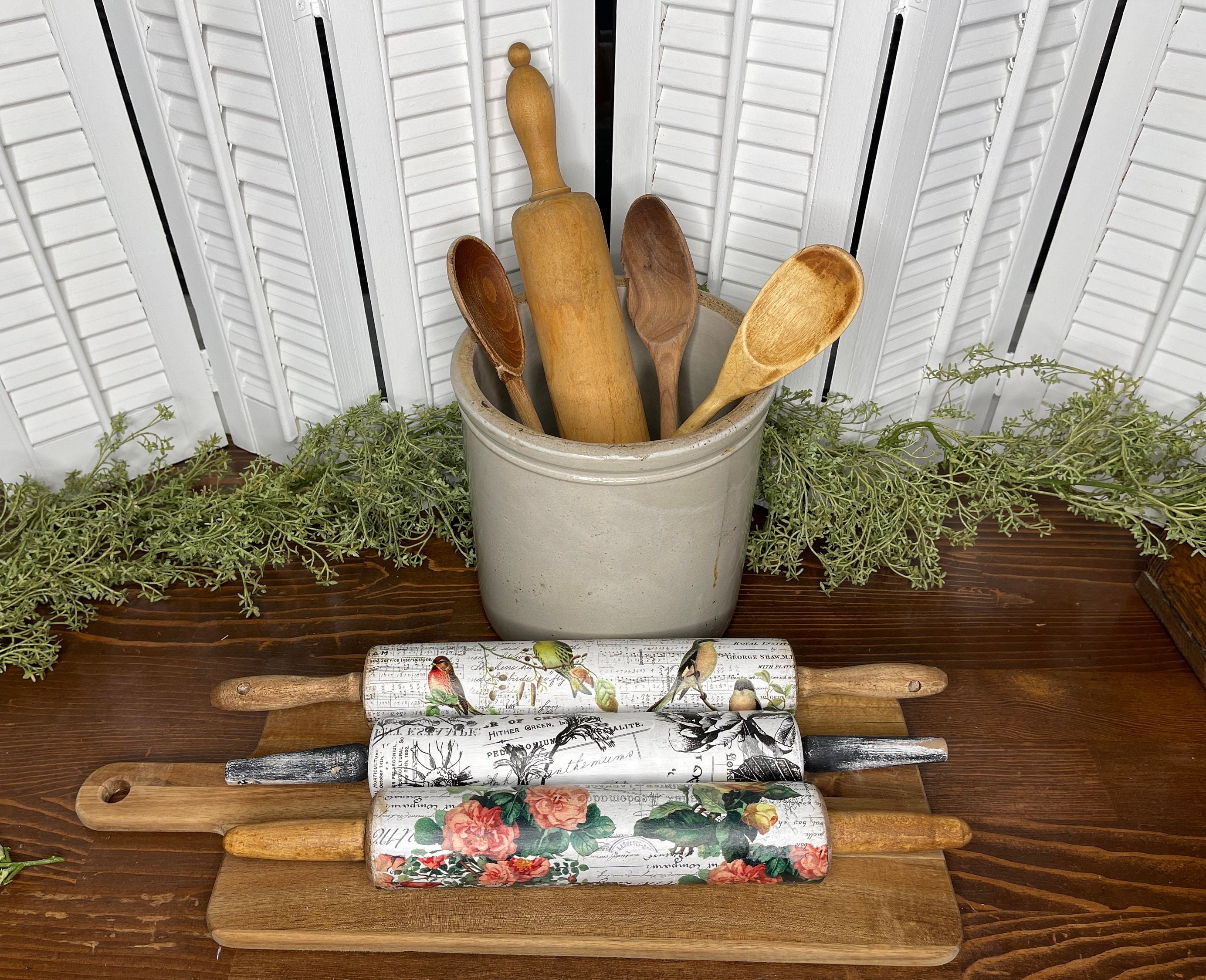 Embossed Wooden Rolling Pin With Design Plants And Flowers - Temu
