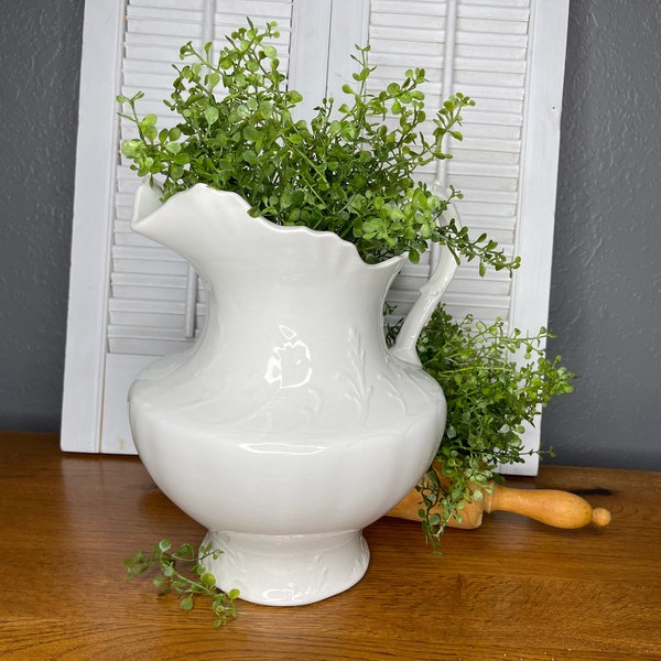 Princeton Vintage Large Off White Water Pitcher, Large Water Pitcher