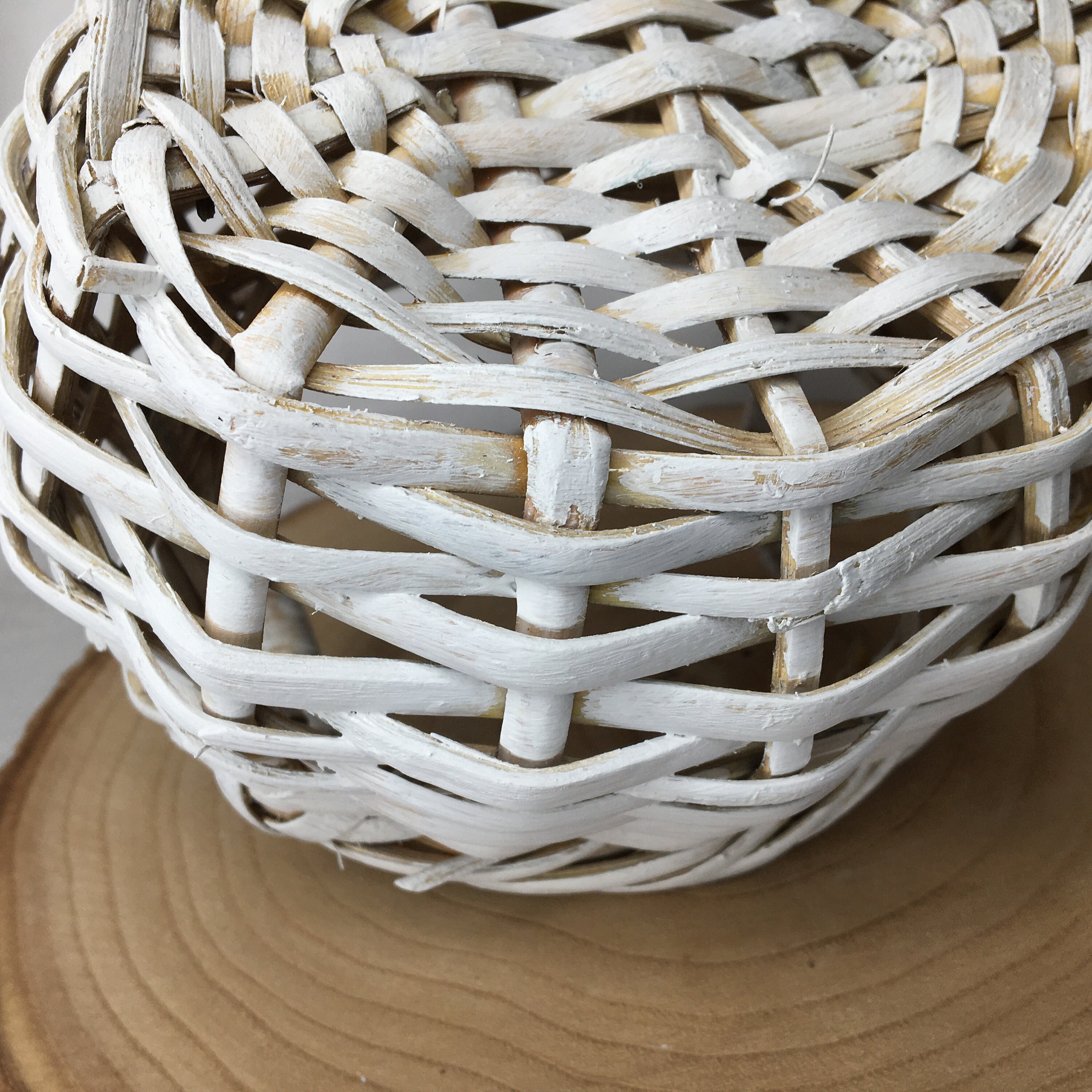 Small White Wicker Basket with Handles Small Plant Holder Etsy