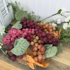 Vintage Grapes Fake Plastic Fruit, Faux Realistic Fruit, Purple Pink