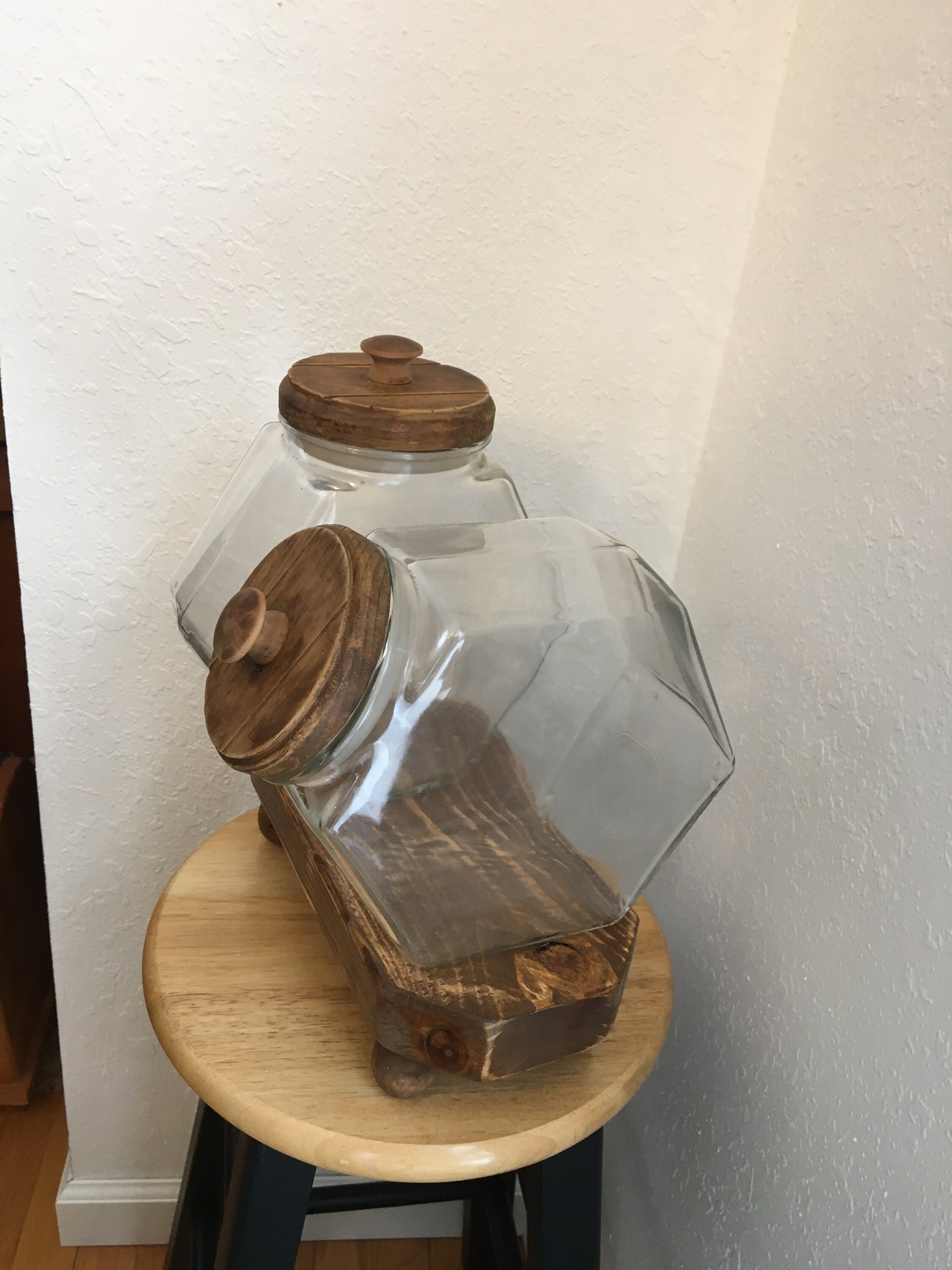 Vintage Glass Containers with Wood Lids Glass Jars Treats Etsy