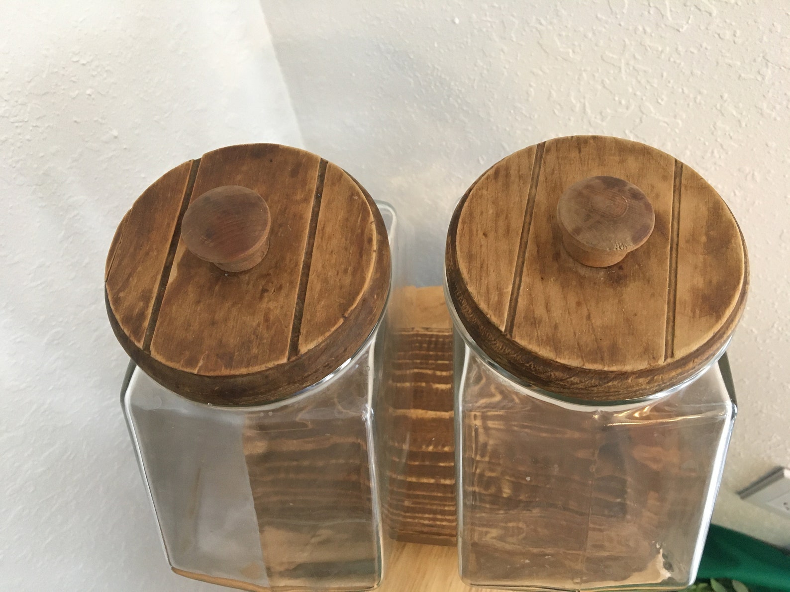 Vintage Glass Containers with Wood Lids Glass Jars Treats Etsy