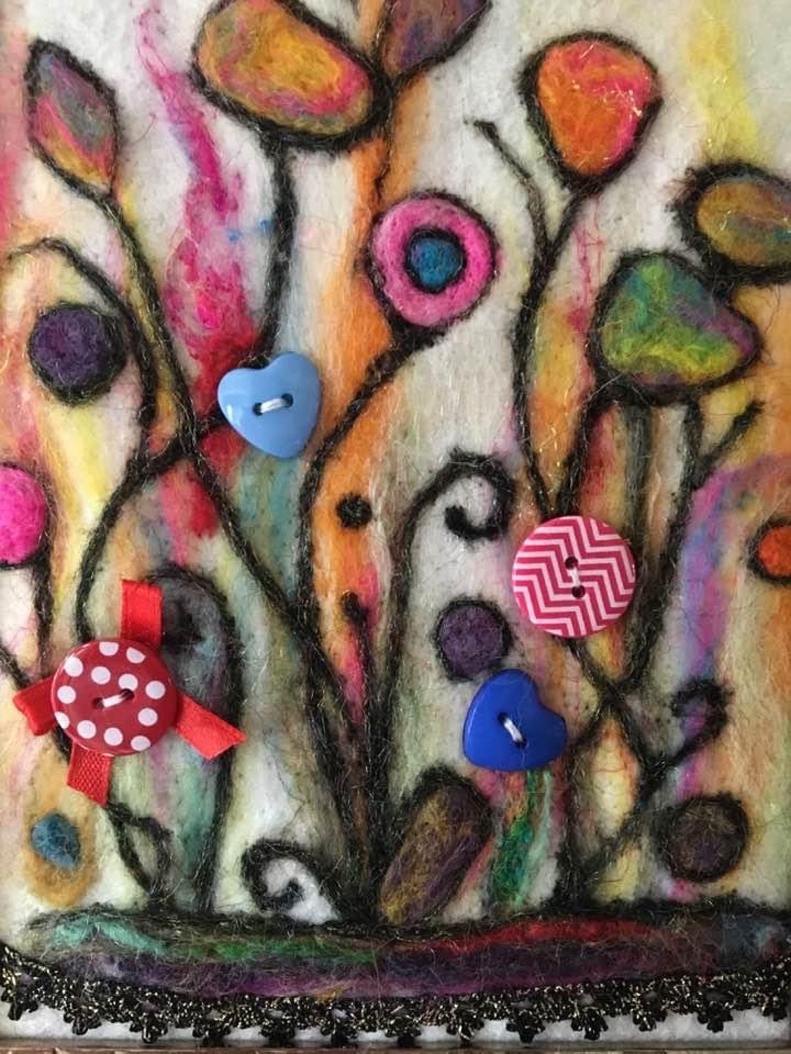 Needle felted picture abstract art wool picture Etsy