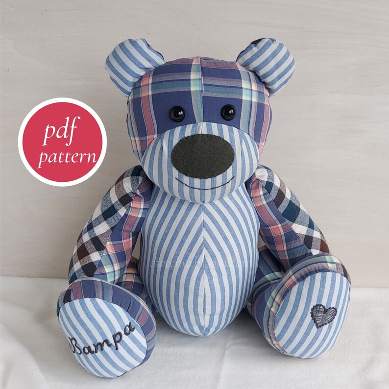 Modello Memory Bear, modello di cucito PDF, Betsy Bear, modello di cucito di orsacchiotto, orsetto di lutto, ricordo del bambino, cuci un orso, modello di peluche immagine 1