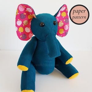 Elephant sewing pattern, paper pattern for Edgar the Elephant, soft toy elephant pattern, elephant sewing pattern plush, memory bear pattern