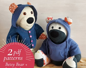 Orsacchiotto con pacchetto di vestiti, cartamodello pdf, cartamodello orsetto in memoria, vestiti per orsacchiotti, crea il tuo orsacchiotto, regalo per il bambino