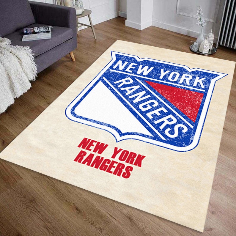 New york rangers rug Distressed Sports Area Rug American sport art Sport room Carpet Decor floor carpet