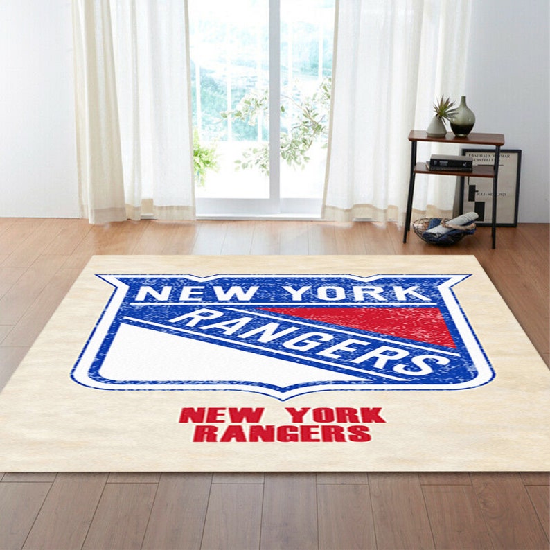 New york rangers rug Distressed Sports Area Rug American sport art Sport room Carpet Decor floor carpet