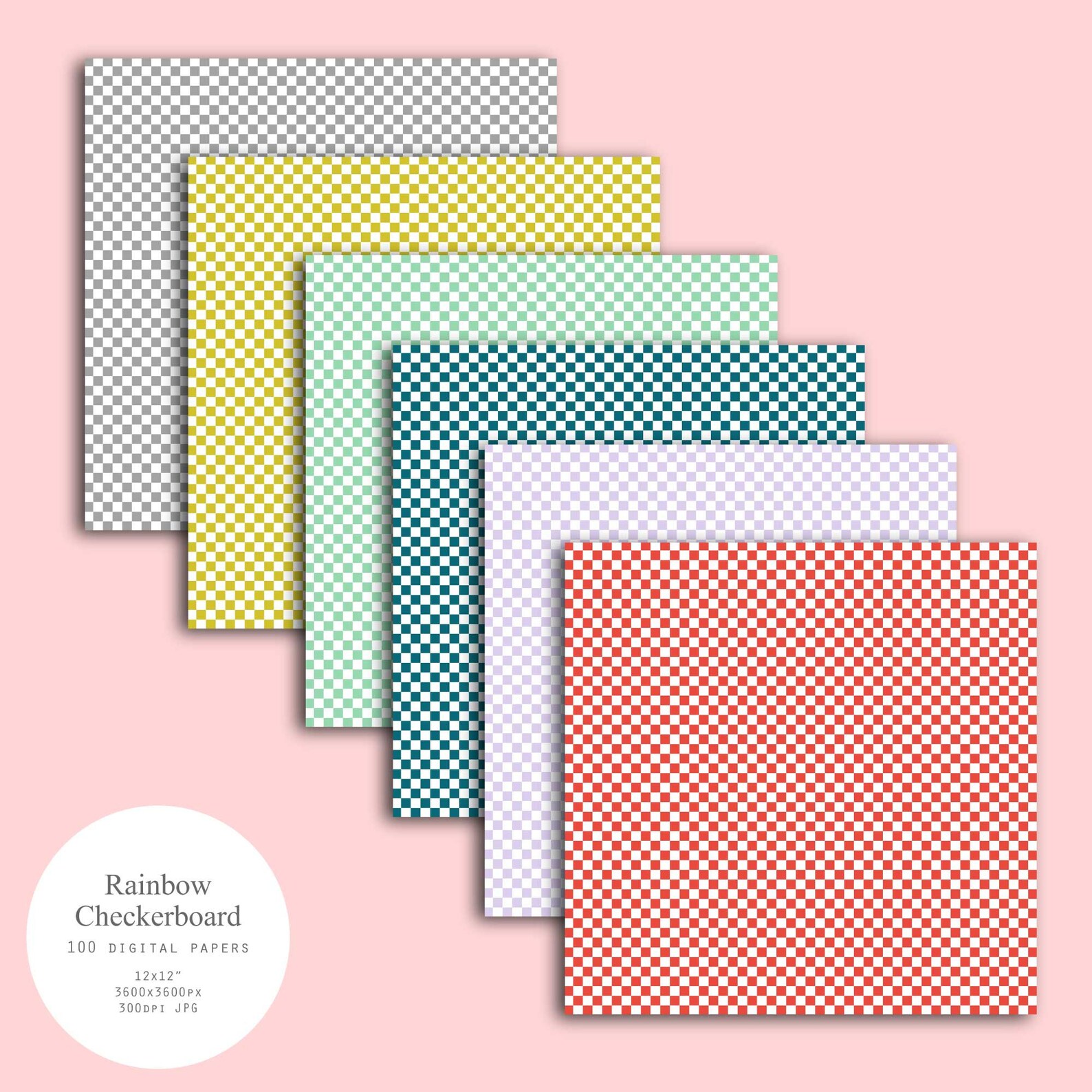 Rainbow Checkerboard Digital Paper Pack 100 Printable Papers | Etsy