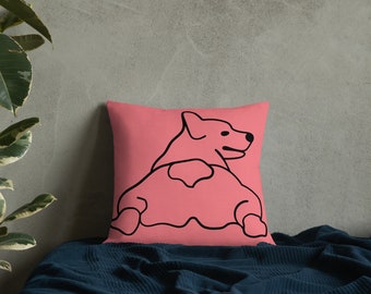 Corgi Bum Premium Pillow - Pink