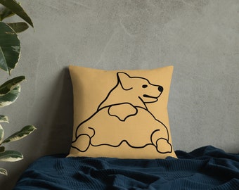 Corgi Bum Premium Pillow - Yellow