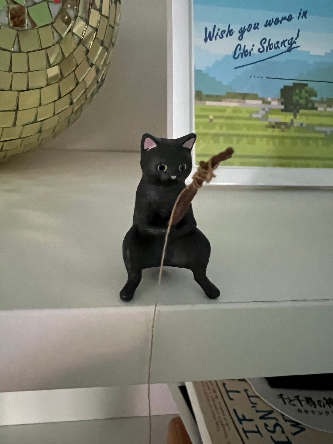 Japanese Black Gashapon Fishing Cat Etsy
