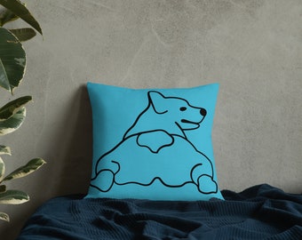 Corgi Bum Premium Pillow - Blue