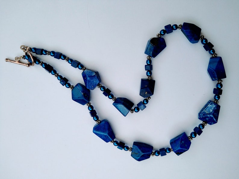 lapis lazuli necklace with bali silver beads