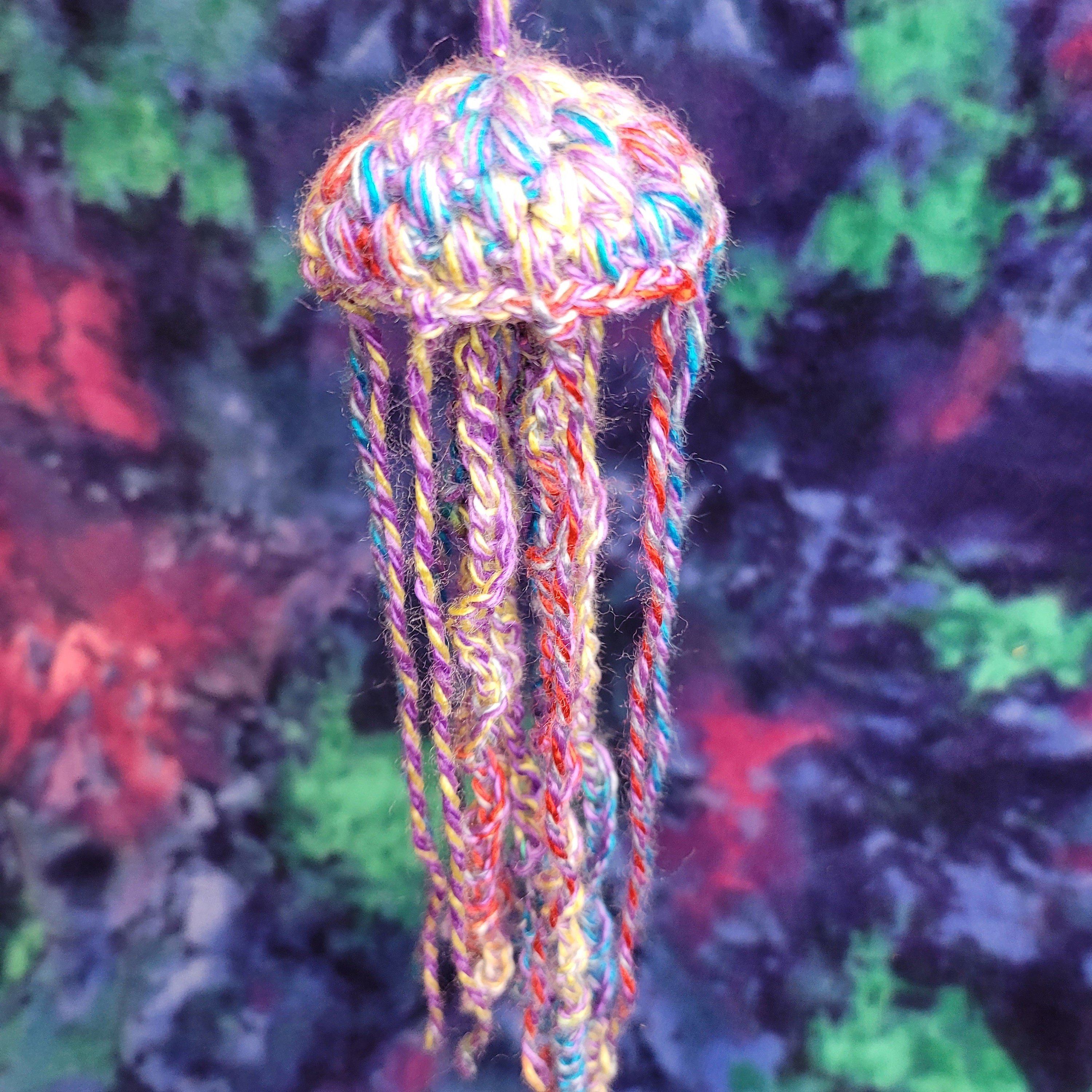 Crocheted hanging jellyfish made with rainbow yarn Etsy
