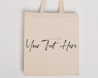 Personalized Text Print Cotton Tote Bag: Custom Name