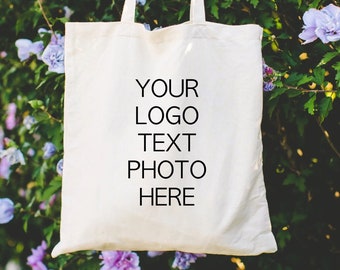 Custom Logo Print Cotton Tote Bag: Personalized Photo Text