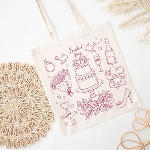 Bridal day Cotton Tote Bag, 5 or more discount up to 50%, Bridesmaid gift tote bag, Organic tote bag, Tote Bag, Bridal shower Name