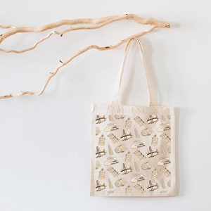San Francisco Print Cotton Tote Bag: Travel Shopping Bag