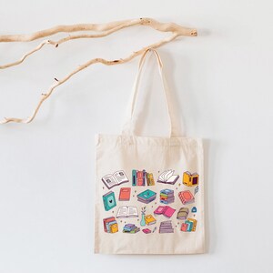 Book Sticker Badge Graphic Print Cotton Tote Bag, Traveling tote bag, Travel print Cotton tote bag, Shopping Bags, Tote Bag