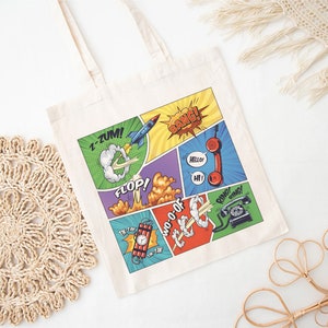 Comic Pop Art Organic Cotton Tote Bag