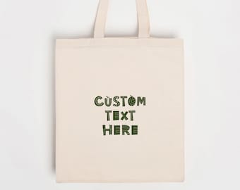 Personalized Text Print Organic Cotton Tote Bag