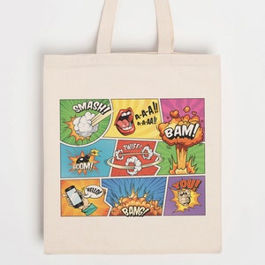 Comic Pop Art Organic Cotton Tote Bag - Custom Name Available