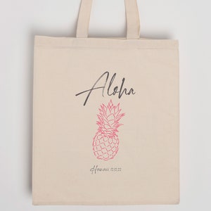 Hawaii Aloha Graphic Cotton Tote Bag,  5 or more discount up to 50%, Custom name tote bag, Organic Cotton tote bag, Tote Bag