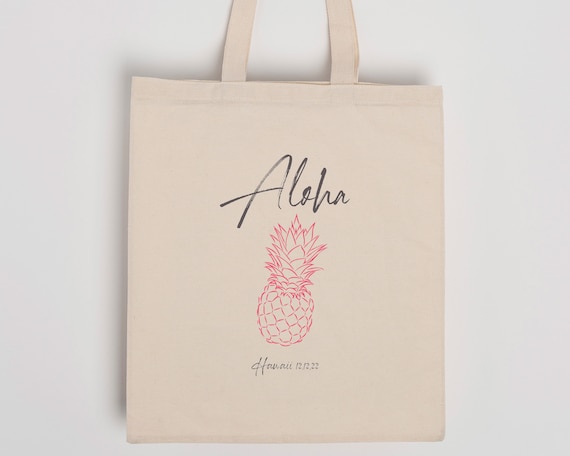 Hawaii Aloha Graphic Tote Bag: Custom Organic Cotton