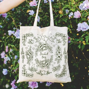 Bridal day Cotton Tote Bag, 5 or more discount up to 50%, Bridesmaid gift tote bag, Organic tote bag, Tote Bag, Bridal shower Name