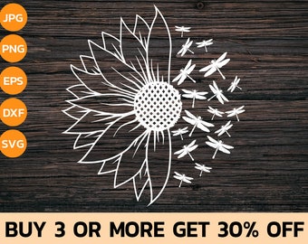 Download Dragonfly Sunflower Etsy