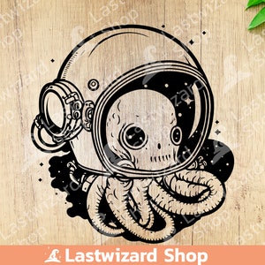 Octopus met astronaut, tentakels Svg, Alien Svg, Melkweg Svg, astronomie Svg, ruimte Svg, tattoo, vinylsnijder, Cricut, png sublimatie