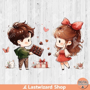 Boy Give Chocolate Girl PNG, Chocolate Lover Sublimation Design, Funny Valentines Day Shirts, Funny Cute Couple, Boy Gift, Girl Gift