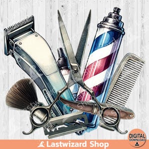 Barbershop Tool PNG, Barber Sublimation Design, Watercolor Hair Stylist Clipart, Hair Hustler PNG, Hairdresser's Shop PNG, Digital Download
