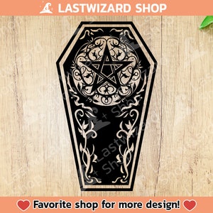 Coffin Pentagram SVG PNG DXF: Spooky Goth Halloween Cut Files