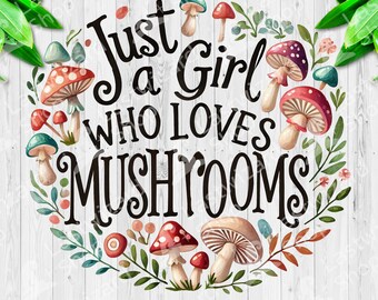Pilz Mädchen Sublimation PNG, Cottagecore Wunderliche Feenkunst, Vintage Botanischer Waldkern Clipart, DTG DTF Design für Shirts & Decor