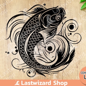 Koi Fish Svg, Carp svg, Koi Pond Svg, Japanese Koi SVG, Png, Tattoo, T shirt, Wall Decor, SVG files for Cricut, Silhouette, Koi Lover Gift