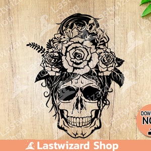 Flower Mom Skull Svg, Momlife Skull Svg, Roses Skull Shirt Svg, Evil, Death Love Png, Dxf Cut Files - Cricut, Silhouette, Gift for Halloween