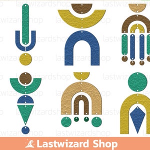 Regenboog oorbellen Svg, kunstleer oorbellen, Egypte geometrische Earring, Boho Desert Earring sjabloon, snijden bestanden voor Cricut, silhouet