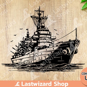 Navy Battleship Svg Png File, Military War Battle Ship Svg, Vintage War US Army, World War II, Ocean Fighting Ship shirt, Wall Decor, Cricut